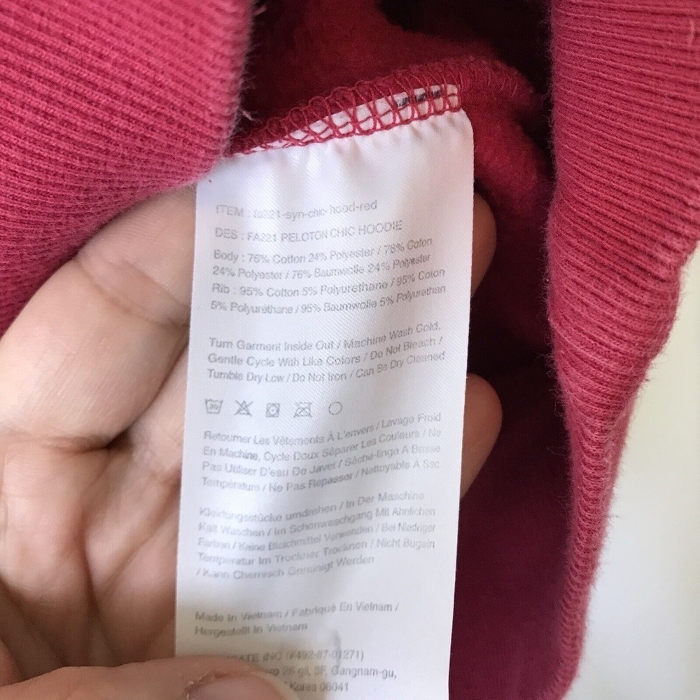 Peloton Womens Fuchsia Long Sleeve Drawstring Fleece Pullover Hoodie Size Small - Picture 9 of 15